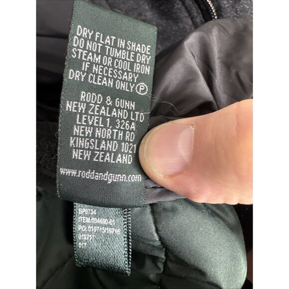 Rodd & Gunn Quilted Wool Jacket Leather Trim Charcoal Button Front Men’s Small - Picture 9 of 9